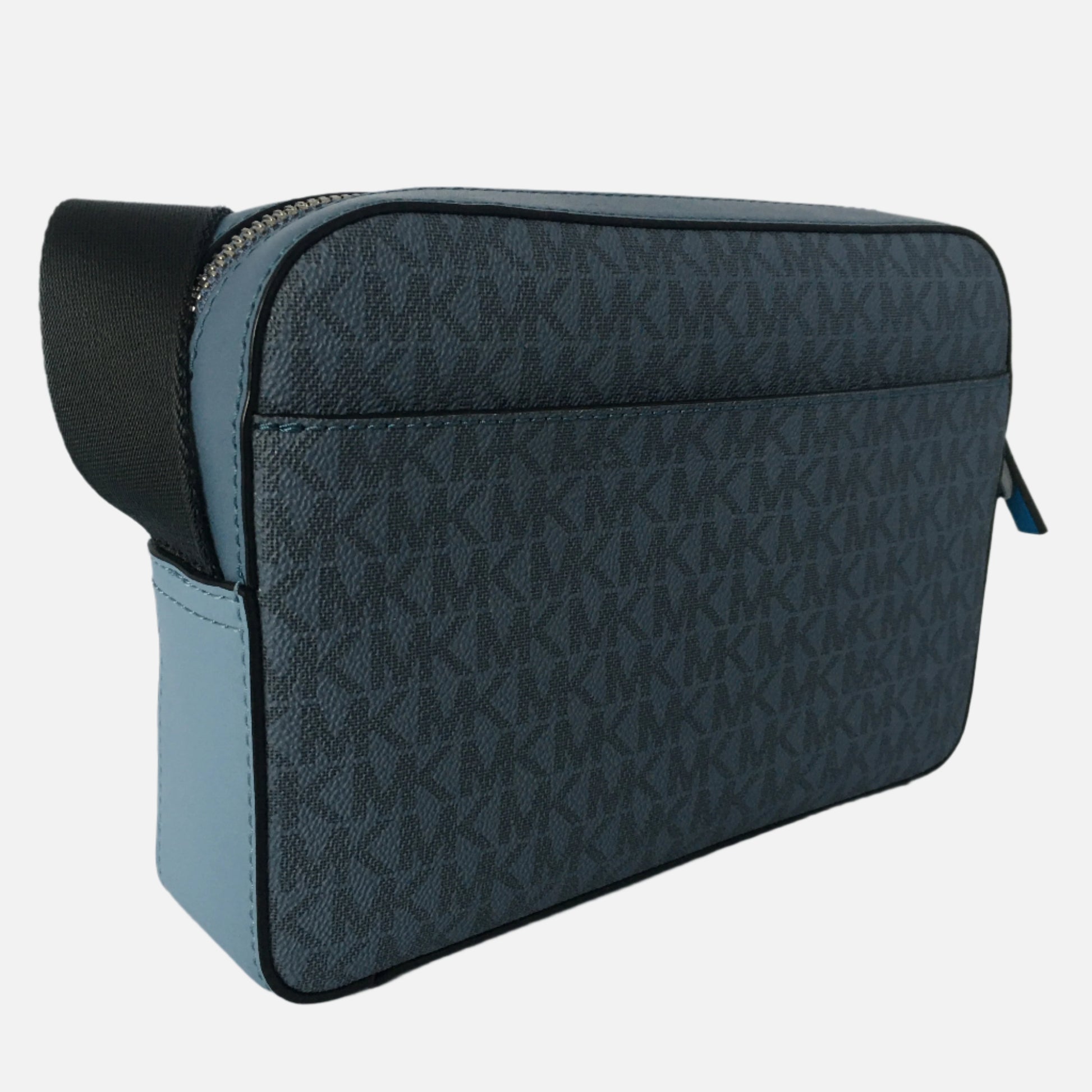 Michael Kors Bags UK Sale Cooper Denim Multi Utility Bag. MK Logo Branding with Back Slip Pocket.