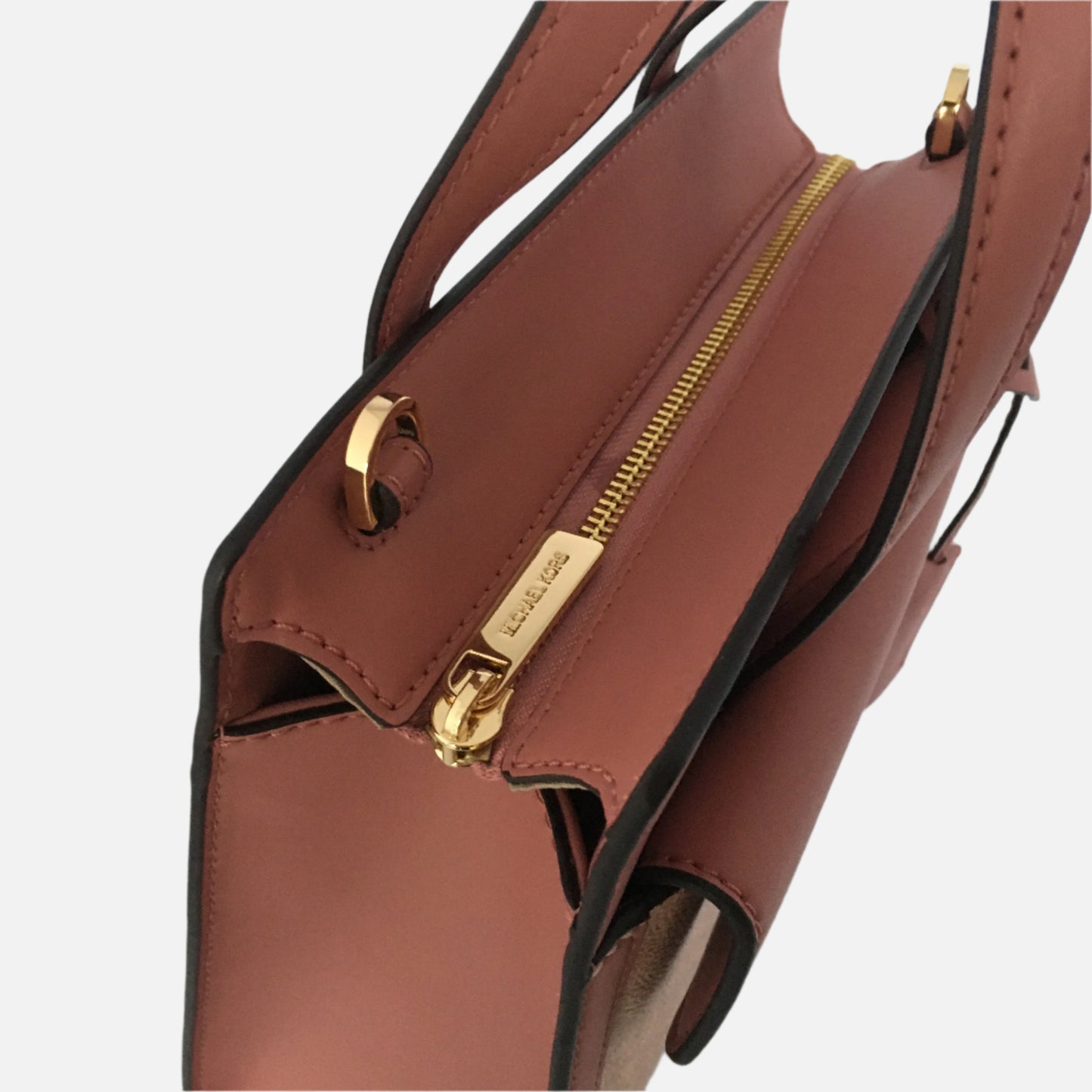 Michael Kors Designer Crossbody Bags Cece Small Tote. Top View Gold Coloured Closed Zip. 