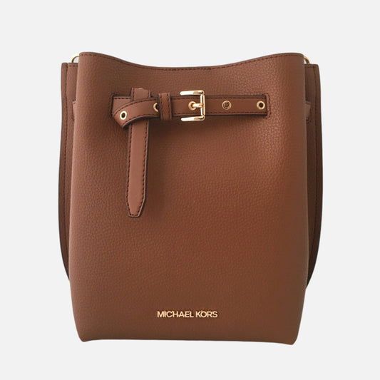 Michael Kors brown saffiano leather designer crossbody bag.